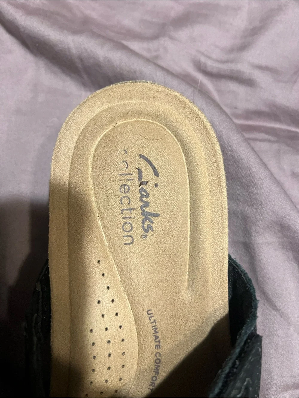 Clarks Kids Black Double-Strap Slide Sandals with Beige Footbed